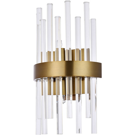 Elegant Lighting Dallas 2 Light Gold & Clear Wall Sconce Clear Royal Cut Crystal 3000W8G